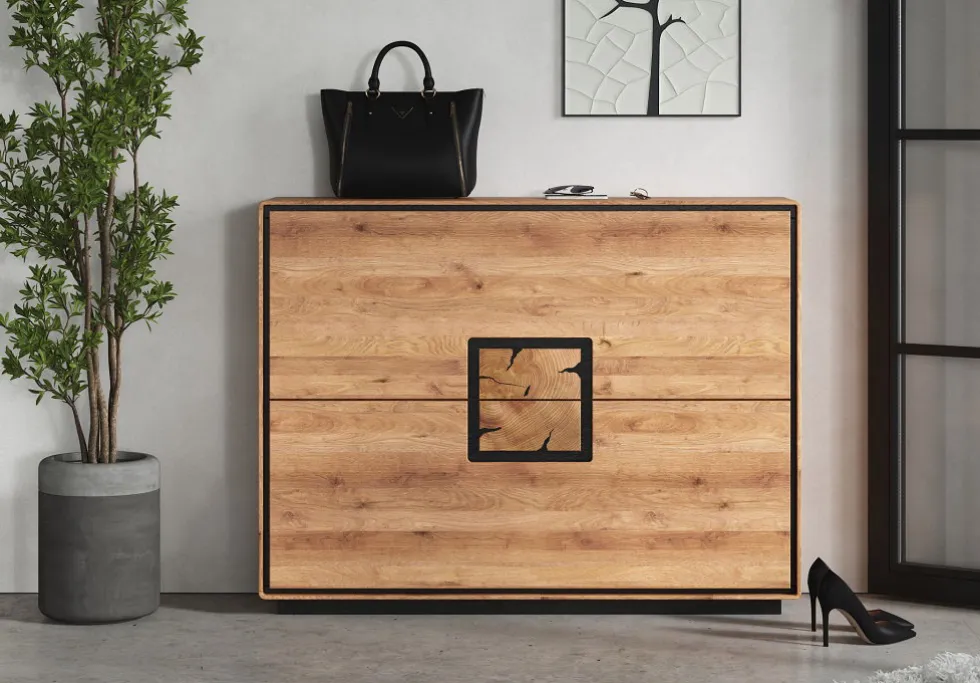 Schuhschrank 120x90cm "Zarah" Wildeiche geölt