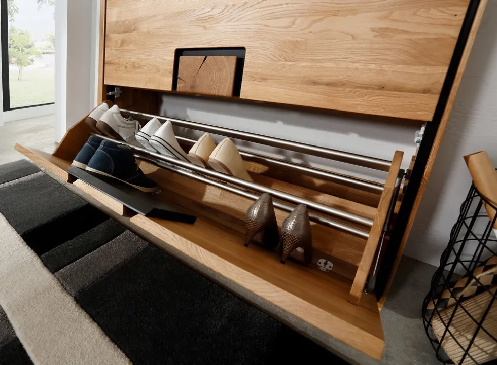 Schuhschrank 120x90cm "Zarah" Wildeiche geölt