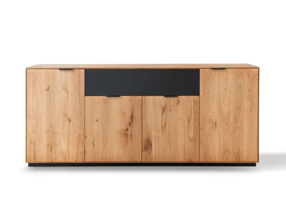 Sideboard 210cm 'Malaga ' Wildeiche verschiedene Variationen möglich Holz schwarz Sockel Holz Wildeiche