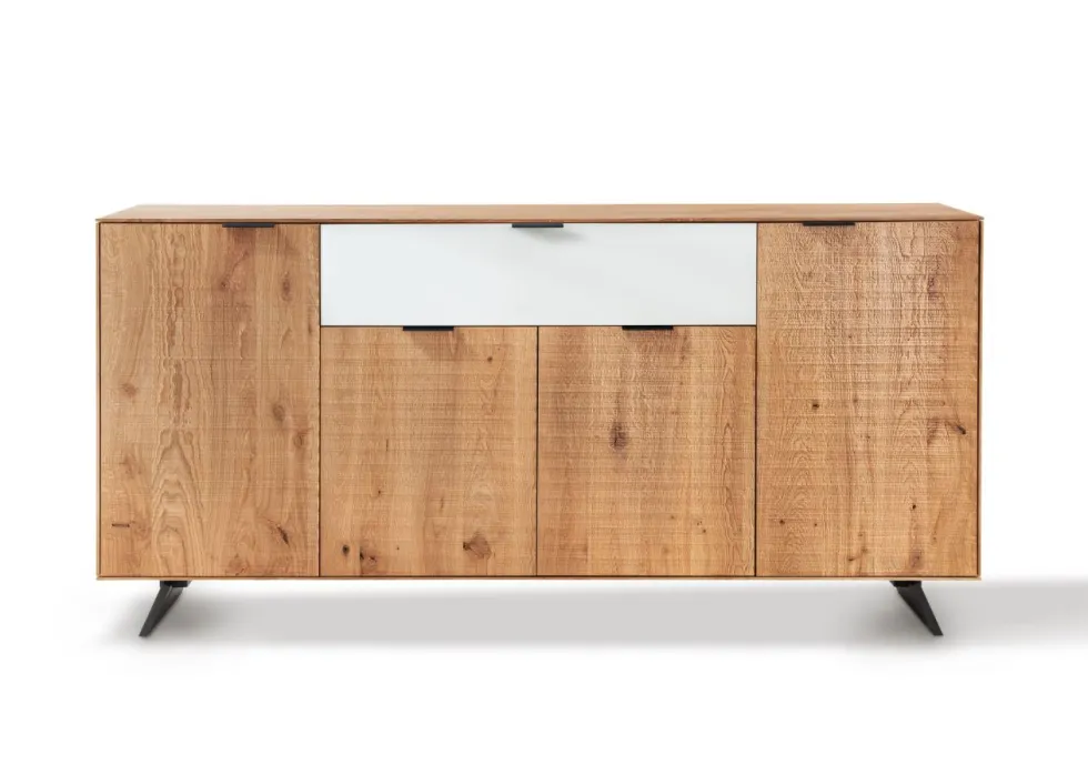 Sideboard 210cm 'Malaga ' Wildeiche verschiedene Variationen möglich Holz schwarz Sockel Holz Wildeiche