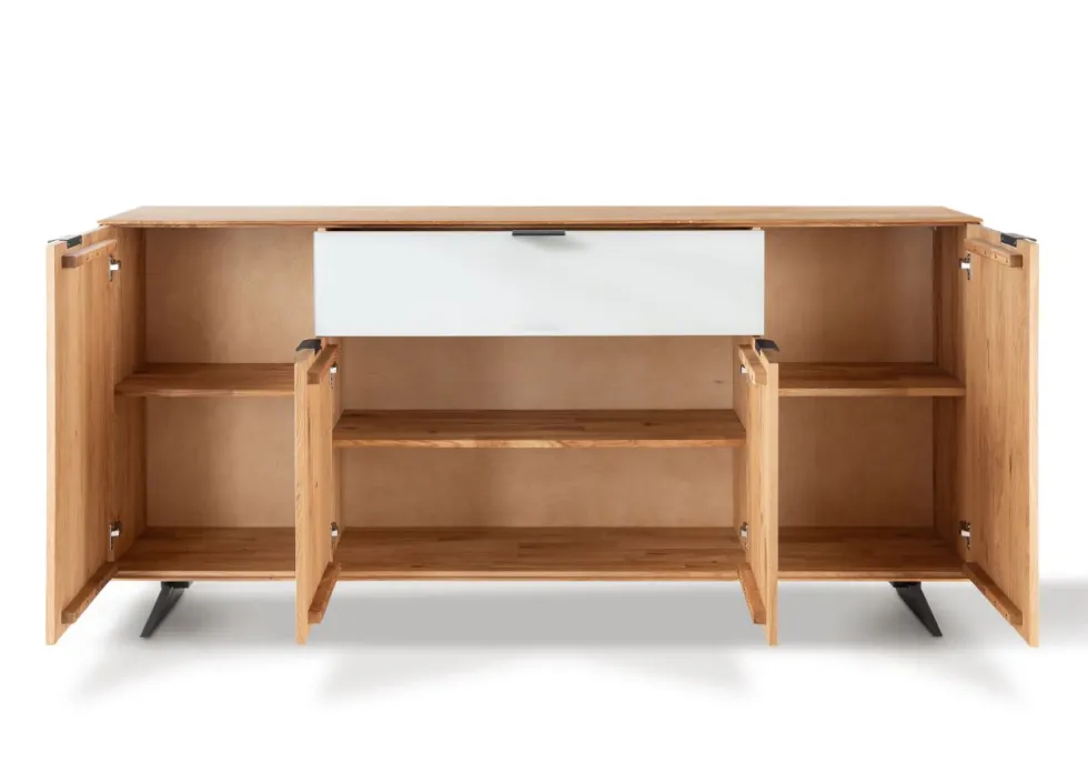Sideboard 210cm 'Malaga ' Wildeiche verschiedene Variationen möglich Holz schwarz Sockel Holz Wildeiche