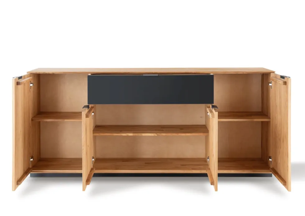 Sideboard 210cm 'Malaga ' Wildeiche verschiedene Variationen möglich Holz schwarz Sockel Holz Wildeiche