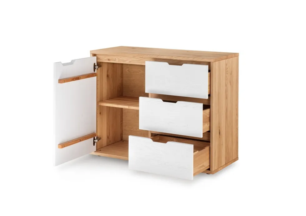 Sideboard Front weiß oder grau 105cm 'Alabama' Wildeiche massiv grau