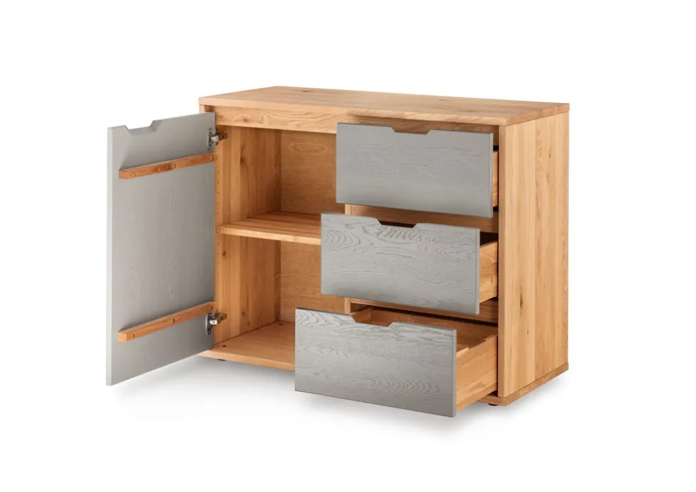 Sideboard Front weiß oder grau 105cm 'Alabama' Wildeiche massiv grau