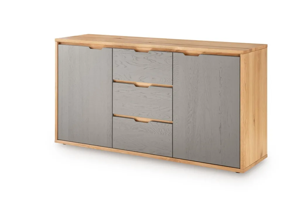 Sideboard Front weiß oder grau 155cm 'Alabama' Wildeiche massiv grau