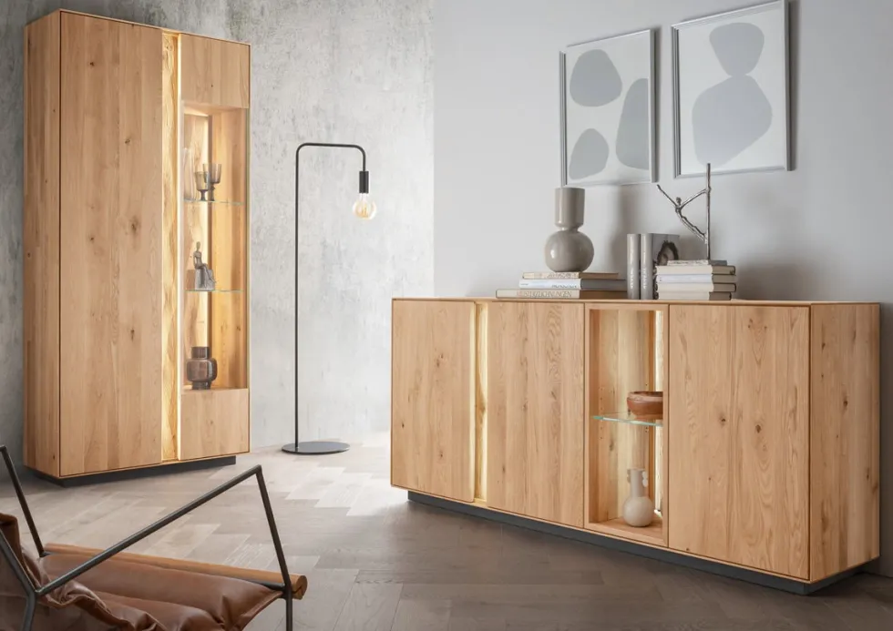 Sideboard inkl. Beleuchtung 180x80cm 'Sienna' Wildeiche geölt