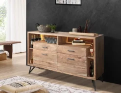 Sideboard inkl.Beleuchtung 145x94cm 'Hunter' Akazie massiv