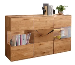 Sideboard mit Glastüren 150cm "Belfast" Wildeiche massiv
