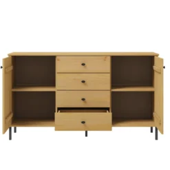 Sideboard 140x80cm 'Detroit' Kiefer massiv eichefarbig & schwarz
