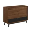 Sideboard 121x90cm 'Dubai' Wildeiche Tabacco 4 Schubkästen 3x Holz / 1x Glas