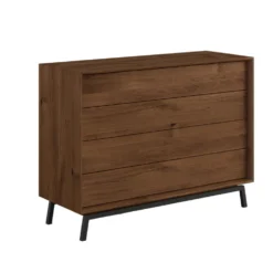 Sideboard 121x90cm 'Dubai' Wildeiche Tabacco 4 Schubkästen 3x Holz / 1x Glas