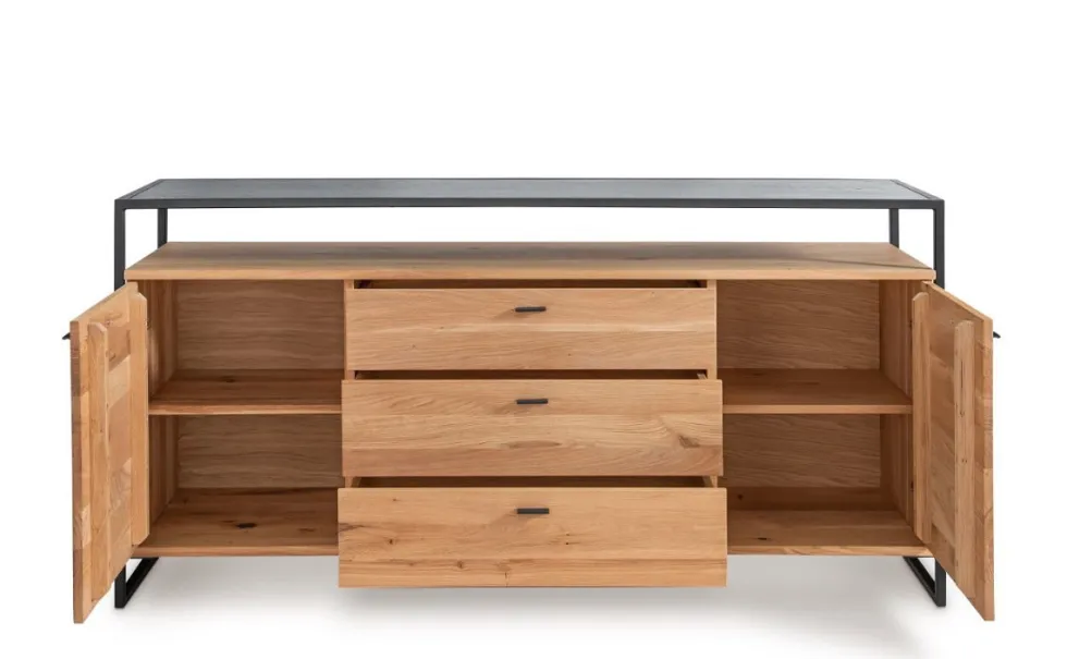 Sideboard 169x83cm "Glasgow" Wildeiche & Metall schwarz