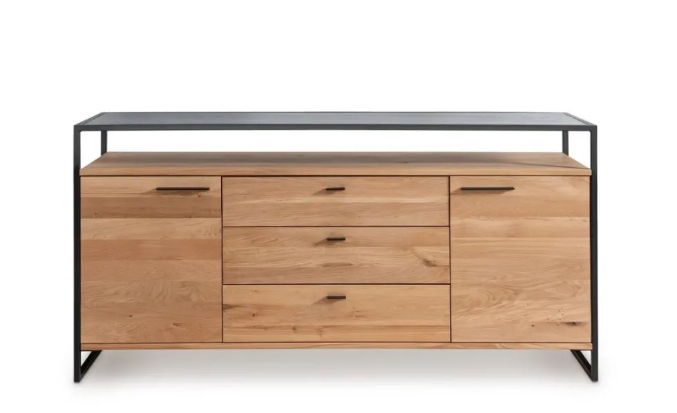 Sideboard 169x83cm "Glasgow" Wildeiche & Metall schwarz