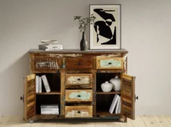 Sideboard 123x89cm 'Hawkins' recyceltes Altholz mehrfarbig lackiert