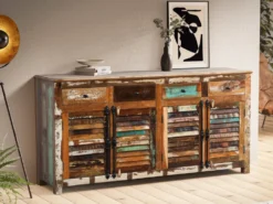 Sideboard 182x90cm 'Hawkins' recyceltes Altholz mehrfarbig lackiert