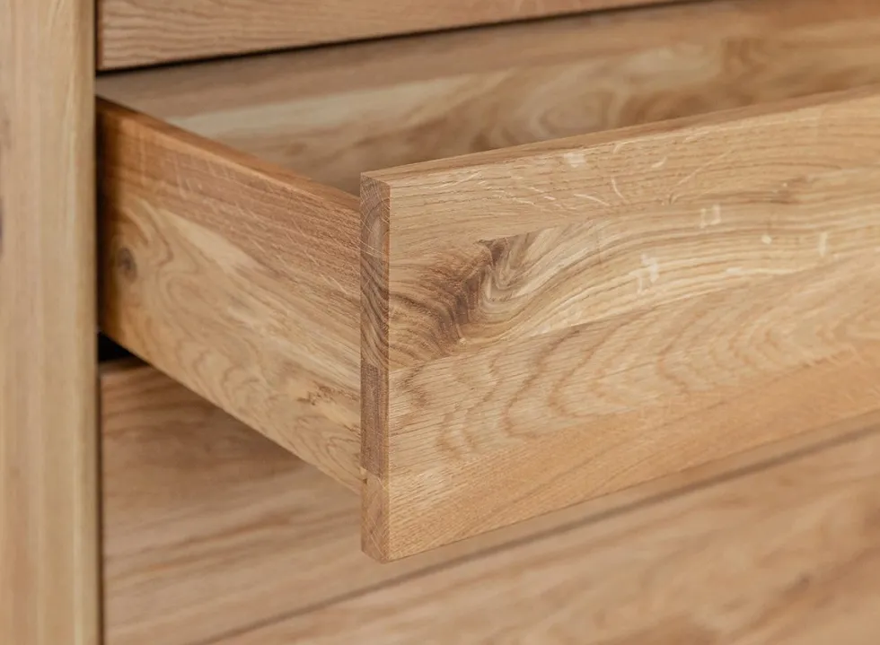 Sideboard 121x90cm 'Jannik' Wildeiche massiv 4 Schubkästen 4x Holz