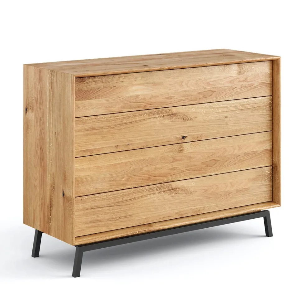Sideboard 121x90cm 'Jannik' Wildeiche massiv 4 Schubkästen 4x Holz