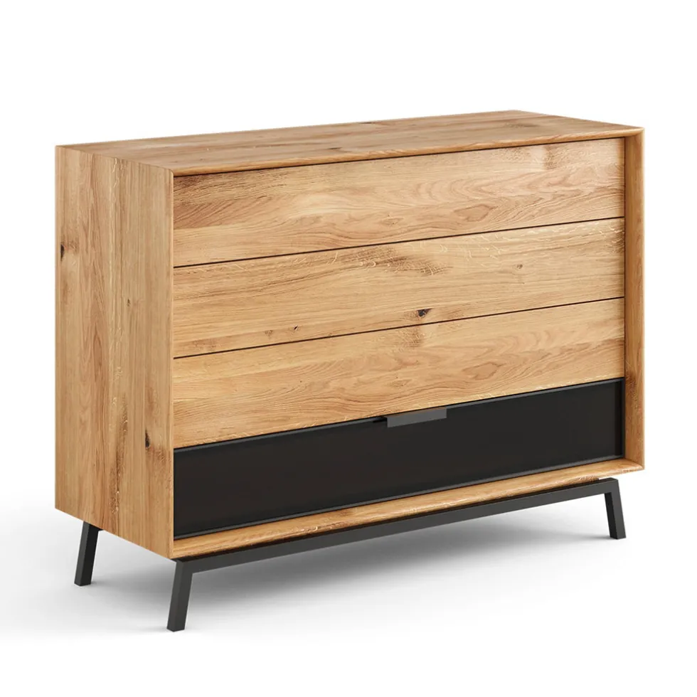 Sideboard 121x90cm 'Jannik' Wildeiche massiv 4 Schubkästen 4x Holz