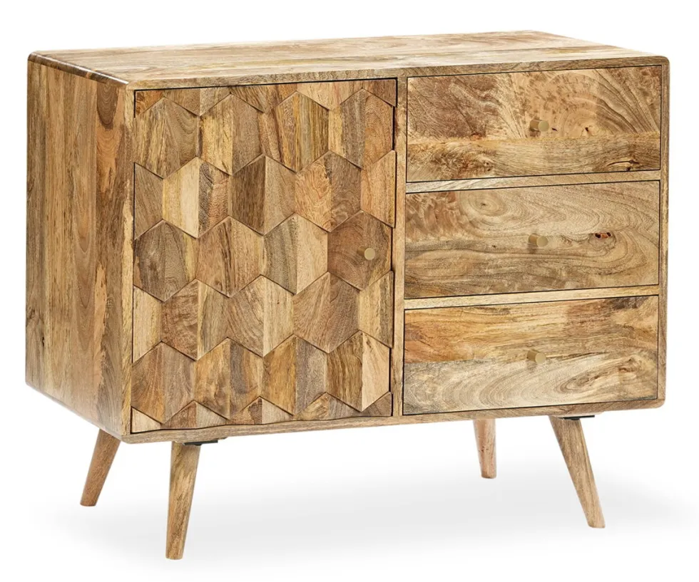 Sideboard 95x79cm 'Kalani' Mango massiv natur lackiert