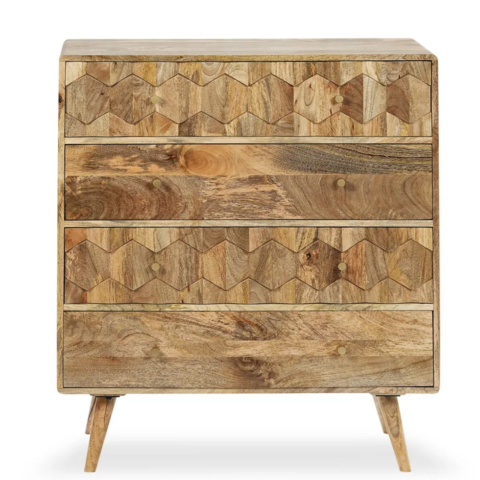 Sideboard 90x105cm 'Kalani' Mango massiv natur lackiert