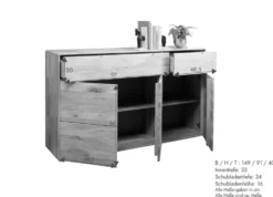 Sideboard 149x91cm "Kent" Kernbuche massiv AV