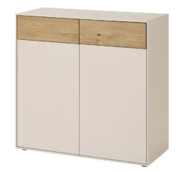 Sideboard 90x86cm 'Locarno' Wildeiche massiv & MDF creme