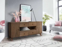 Sideboard 180x75cm "Lugano" Kernbuche massiv Tabak geölt