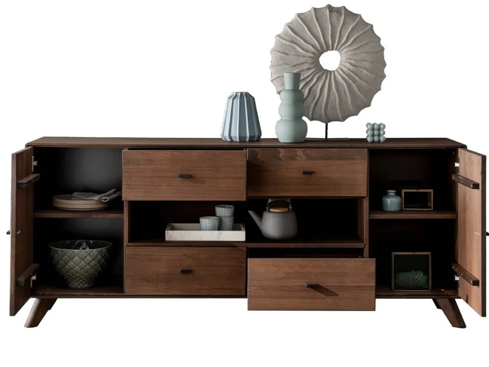 Sideboard 180x75cm "Lugano" Kernbuche massiv Tabak geölt