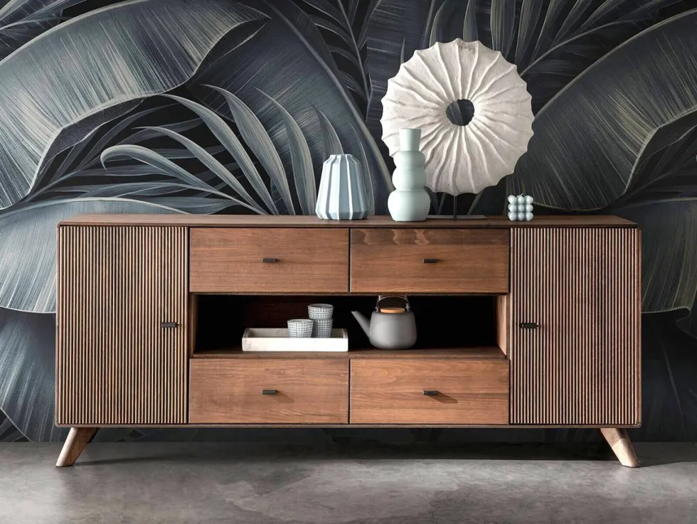 Sideboard 180x75cm "Lugano" Kernbuche massiv Tabak geölt