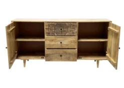 Sideboard 160x80cm 'Lyn' Mangoholz mit schwarzen Ornamenten