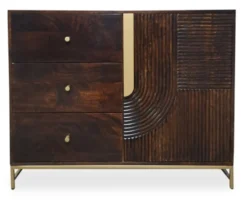 Sideboard 100x80cm 'Marvello' Mango mahagoni & Metall goldfarbig