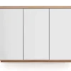 Sideboard 119x84cm "Trentino" Wildeiche & Glas weiß 3 Türen