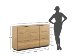 Sideboard 154x84cm 'Triest' Wildeiche massiv Glas