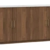 Sideboard 200x80cm "Valencia"' Mango braun lackiert & Marmor weiss 4 Türen