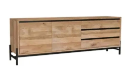 Sideboard 189x67cm 'Veneza' Wildeiche & Metall schwarz