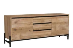 Sideboard 155x67cm 'Veneza' Wildeiche & Metall schwarz