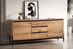 Sideboard 155x67cm 'Veneza' Wildeiche & Metall schwarz