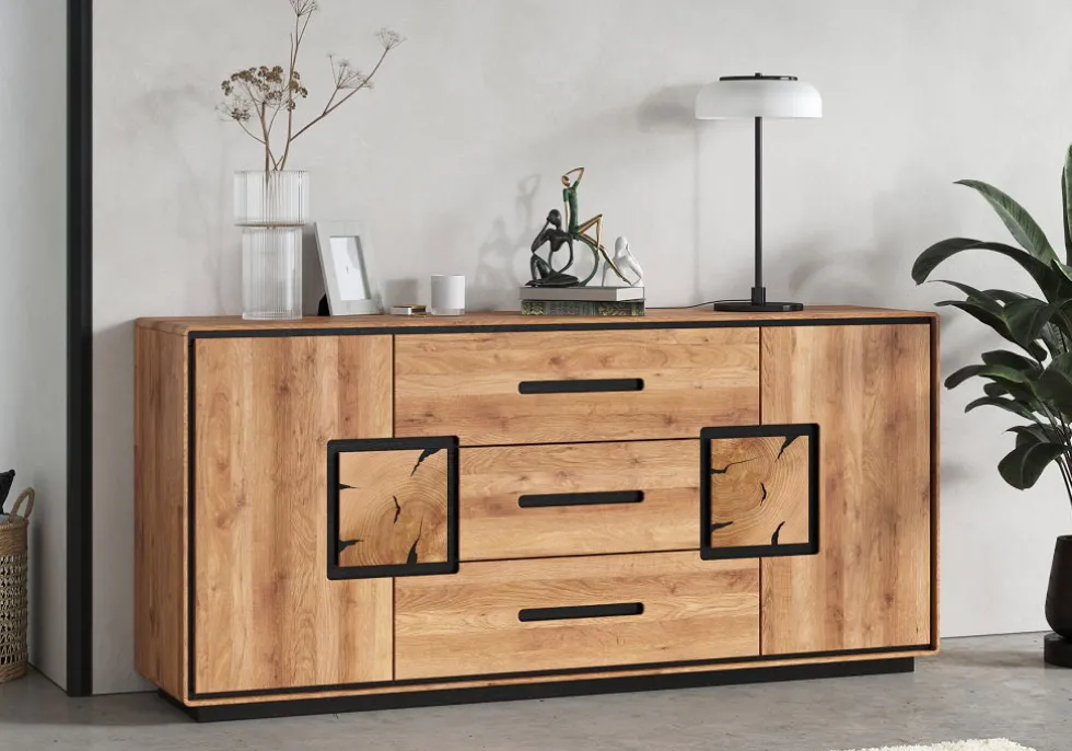 Sideboard 165x77cm "Zarah" Wildeiche geölt