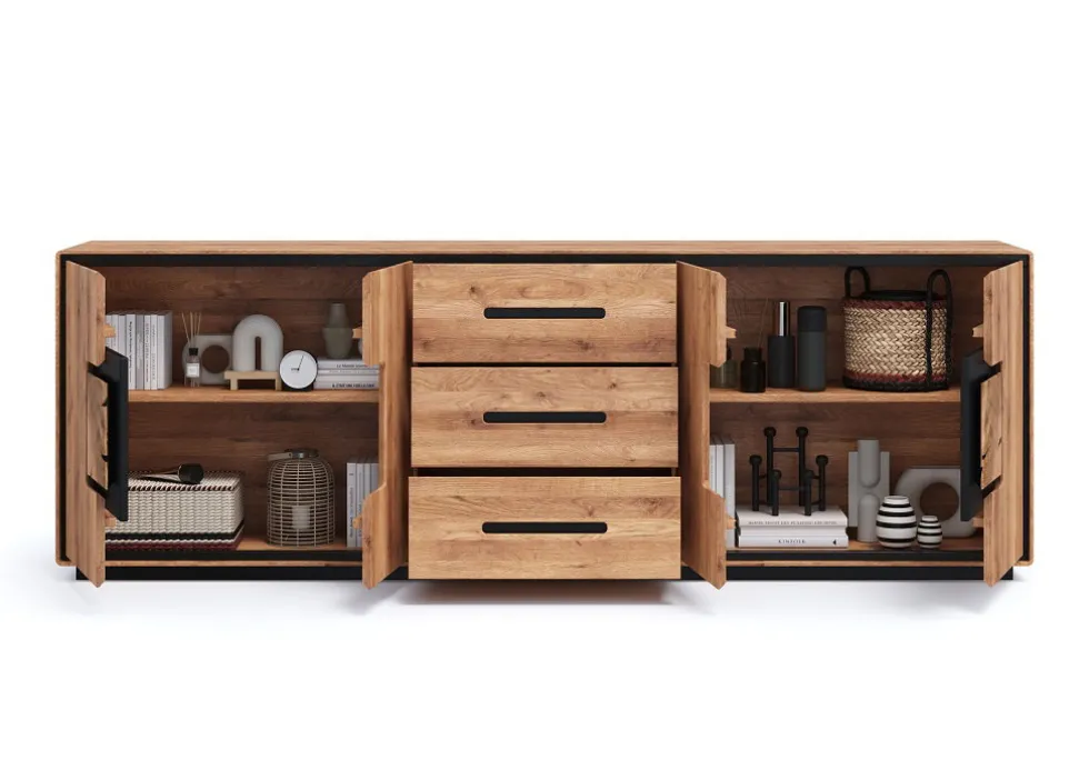 Sideboard 226x77cm "Zarah" Wildeiche geölt