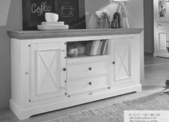Sideboard 169x88cm "Zürich" Kiefer massiv weiß WZ-0133