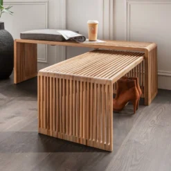 Sitzbank 2er-Set "Woody" recyceltes Teakholz