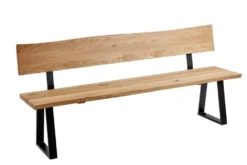 Sitzbank mit Lehne 'Granada' Wildeiche geölt & Metall VARIATIONEN möglich 180 cm