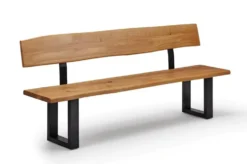 Sitzbank mit Lehne verschiedene Breiten 'Amber III' Wildeiche & Metall schwarz 180 cm