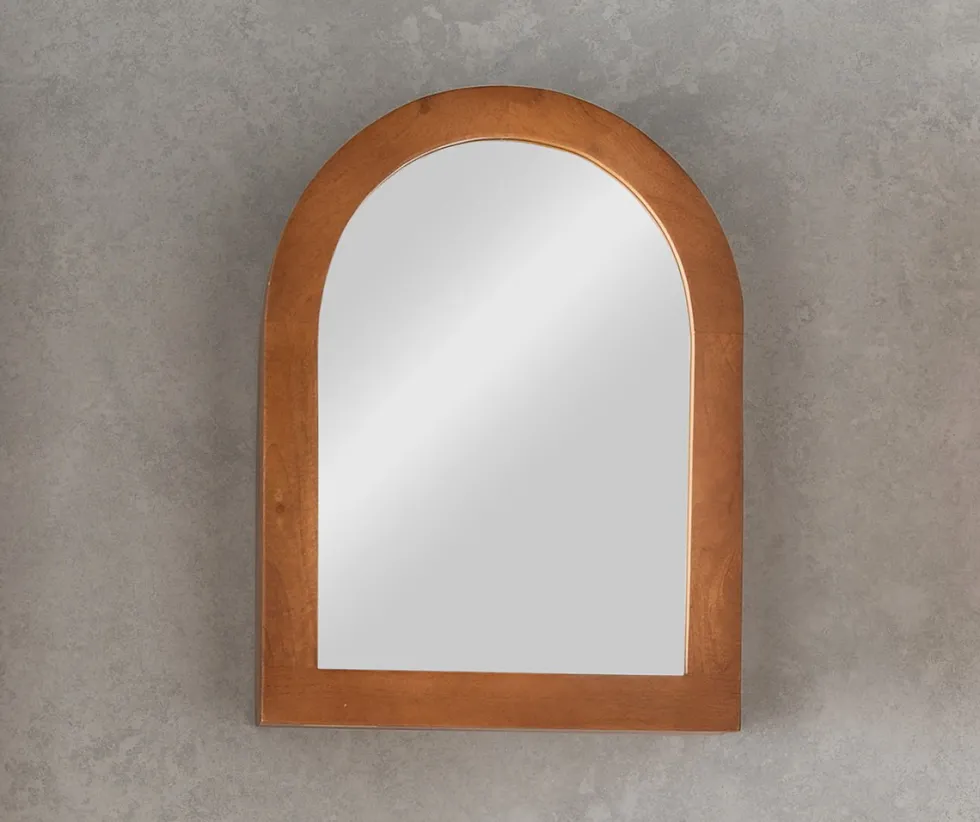 Spiegelschrank 48x68cm 'Curves' Mango massiv dunkelbraun