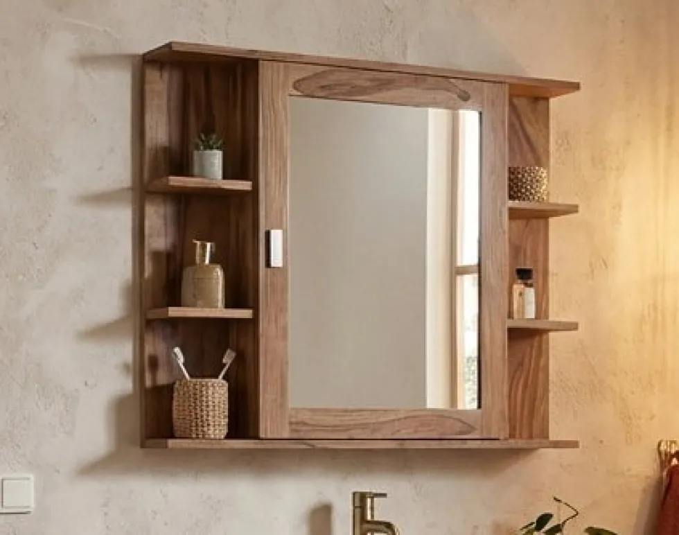 Spiegelschrank 85x73cm 'Oxford' Sheesham massiv