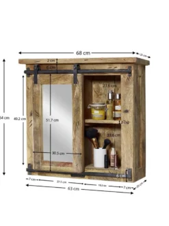 Spiegelschrank 68x64cm 'Railroad' Mango & Eisen