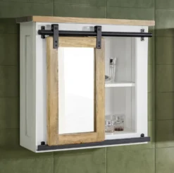 Spiegelschrank 68x64cm 'Slyder' Mango weiß & natur