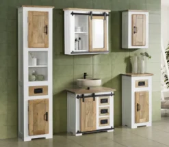 Spiegelschrank 68x64cm 'Slyder' Mango weiß & natur