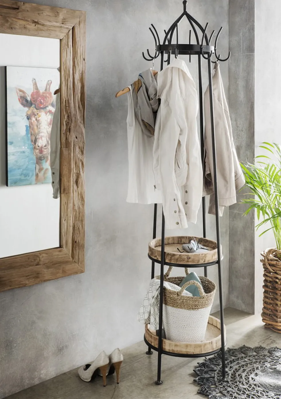 Standgarderobe "Hang" Metall schwarz & Mango