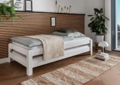 Stapelbett 90x200cm 'Dubi' Buche massiv weiß lackiert